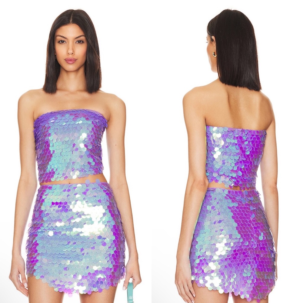NEW NWT New Arrivals Dione Top In Lilac Sequin
